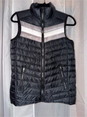 Fabletics Black Quilted Puffer Vest with Chevron Accent